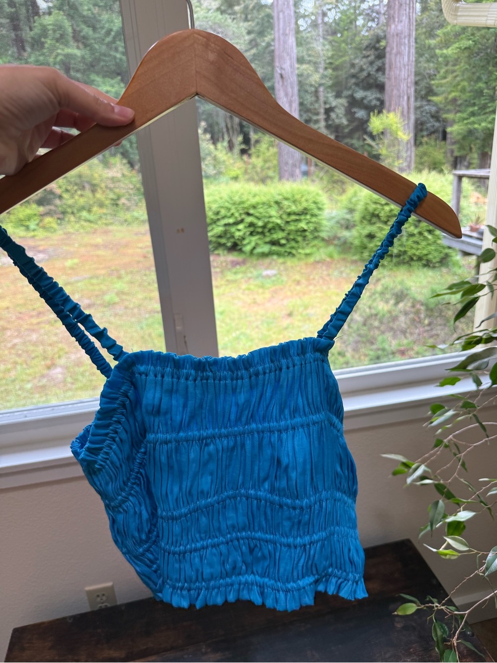 DO+BE Teal Ruched Crop Tube Top